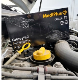 Рукавички міцні нітрилові MediPlus GrippyPlus Black 9 г Чорні 50 шт
