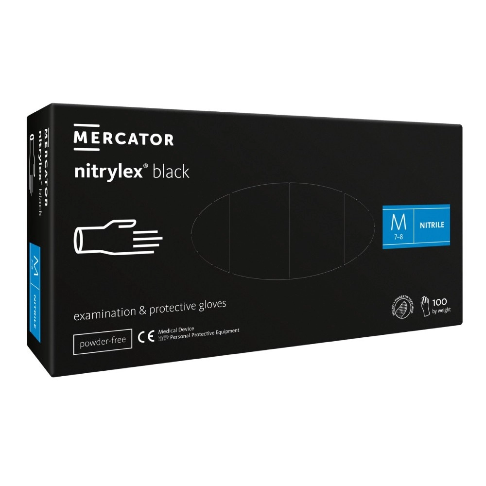 Рукавички нітрилові Mercator Nitrylex Black Чорні 100 шт