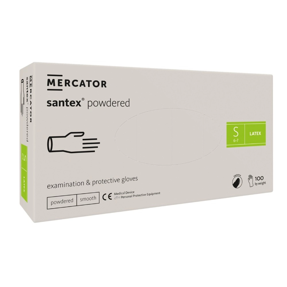 Рукавички латексні Mercator Santex Powdered Кремові 100 шт