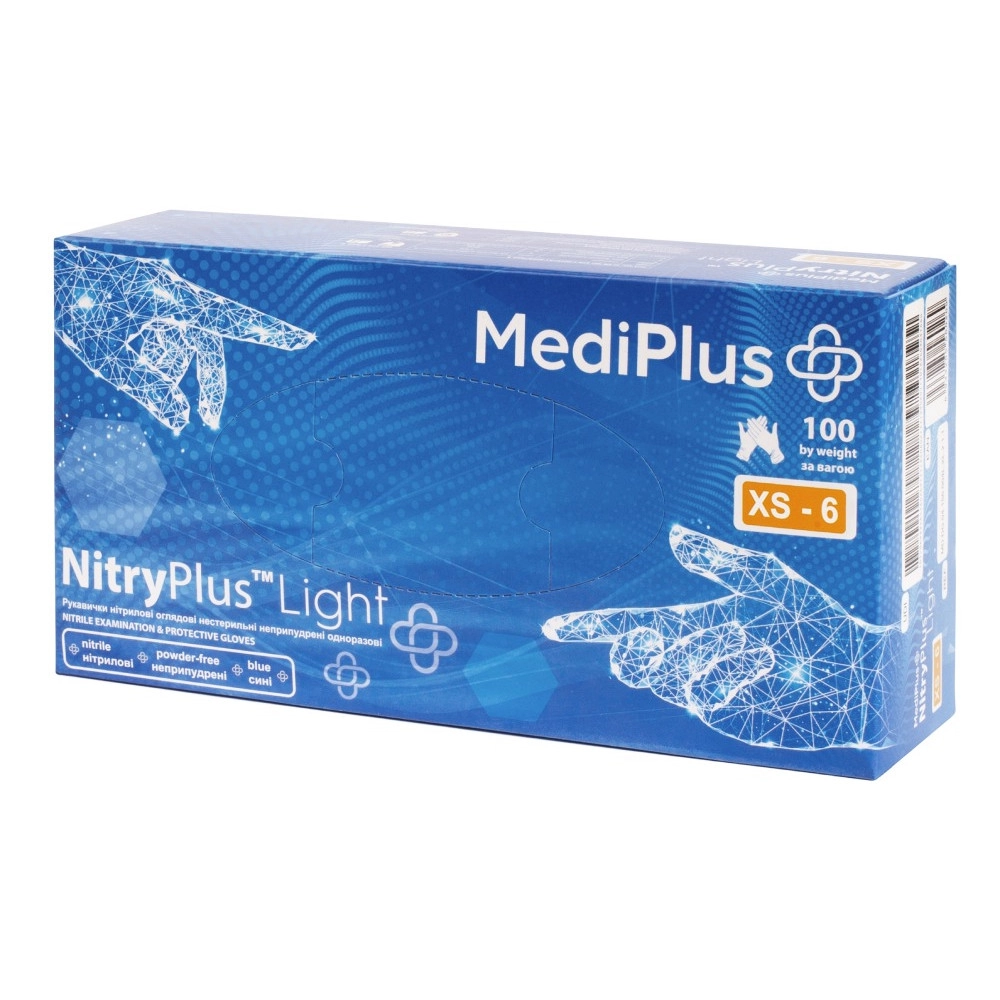 Рукавички нітрилові MediPlus NitryPlus Light 3,4 г Сині 100 шт