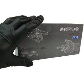 Рукавички вінілові MediPlus VinyllyPlus Black PF 5 г Чорні 100 шт