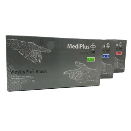 Рукавички вінілові MediPlus VinyllyPlus Black PF 5 г Чорні 100 шт